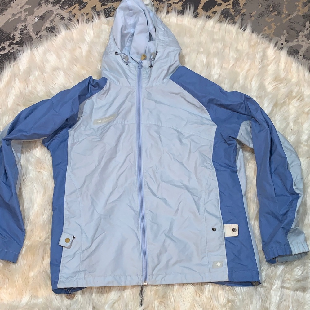 Columbia Two-Tone Light Blue & Periwinkle Hooded Windbreaker